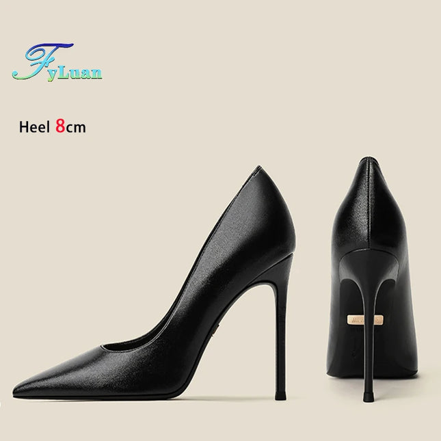 High Quality Sheepskin High Heels Party Office Fashion Pointed Shallow Women's Shoes 6 8 10 cm Stiletto Nude Color Female Pumps