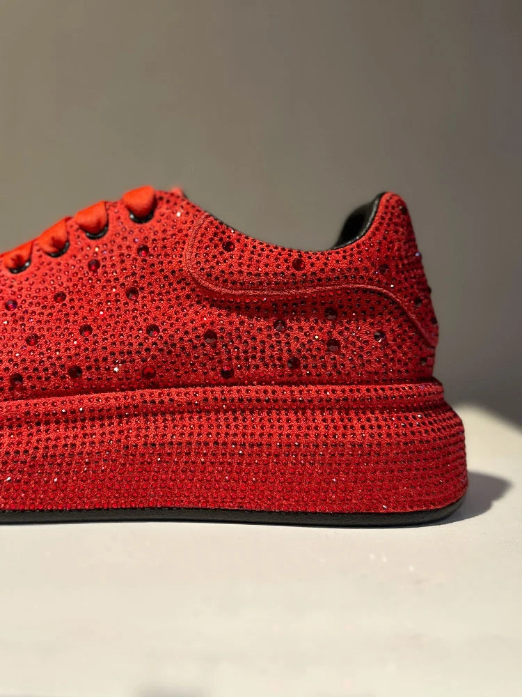 Luxury New Men Rhinestone Lace Up All Match Brand Shoes Causal Flats Loafers Sports Walking Sneakers Zapatos Hombre Vest