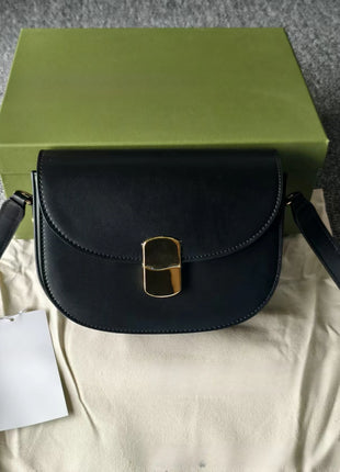 Borsa a tracolla da donna stile sella, borsa a mano in pelle PU, chiusura in metallo, design classico