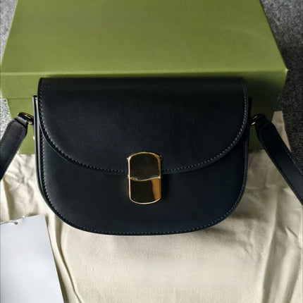 Borsa a tracolla da donna stile sella, borsa a mano in pelle PU, chiusura in metallo, design classico