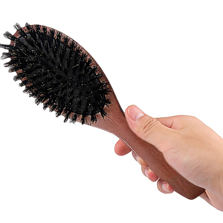 Natural Boar Bristle Brush Comb Anti-Static Oval Hairdressing Hair Styly Comb Wood Woman Hairbrush 2027