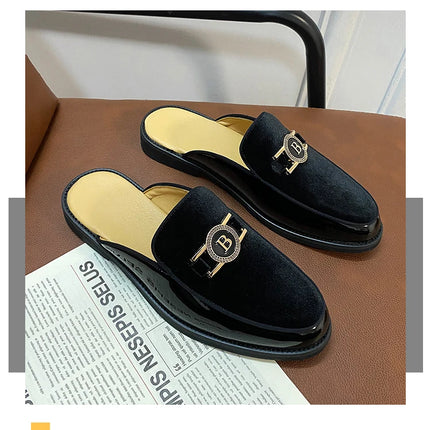 Scarpe casual in pelle da uomo Ciabatte nere di lusso Appartamenti di moda Pantofole da esterno traspiranti estive Mocassini slip on maschili firmati