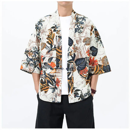 Camicie Uomo Yukata Cosplay Kimono Giapponese Retrò, Camicie Etniche Stampate da Uomo, Camicie in Lino Moda Donna, Blusa Oversize Haori