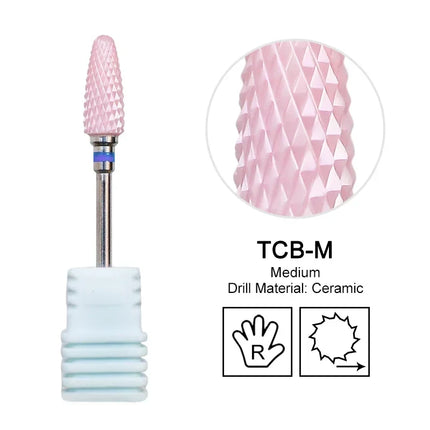 Pink Ceramic Carbide Nail Drill Bits Milling Cutter For Gel Polish Remover Electric Nail Machine Polishing Peeling File Home Salon Manicure Pedicure Accessories