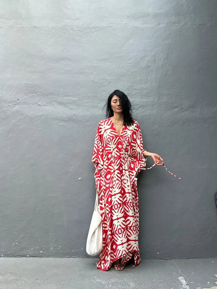 Abiti caftano da donna con scollo a V, costume da bagno estivo, copricostume caftano, abiti da spiaggia maxi taglie forti platinumshop