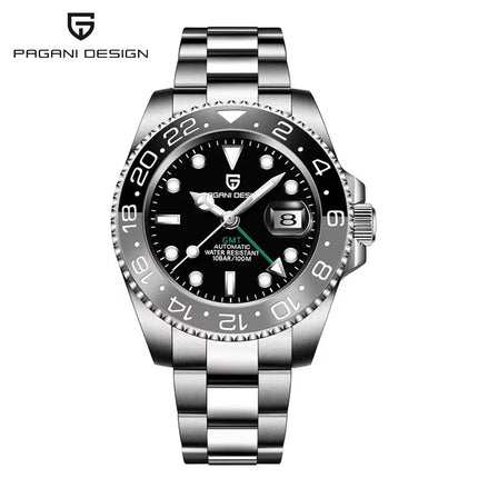Nuovo Orologio Meccanico Automatico PAGANI DESIGN GMT 2026 per Uomo, Ghiera in Ceramica, Impermeabile 100ATM, Orologio Sportivo Nautico da Immersione, Orologio da Polso Maschile in Acciaio Inossidabile + Reloj Hombre + Scatol
