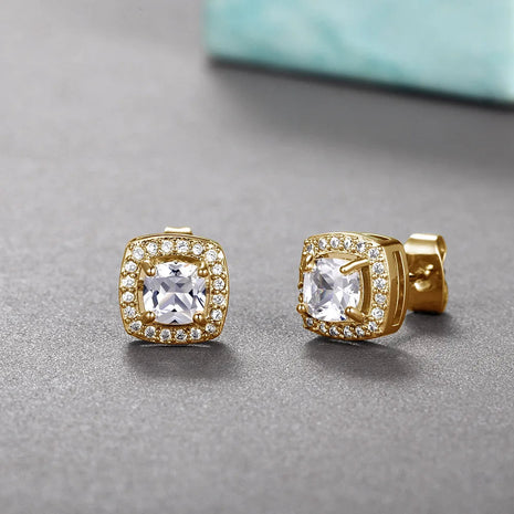 ZAKOL Classic White Square CZ Orecchini Della Stud Per Le Donne Squisite Rotondo Cubic Zirconia Cristallo Orecchini Regalo platinumshop