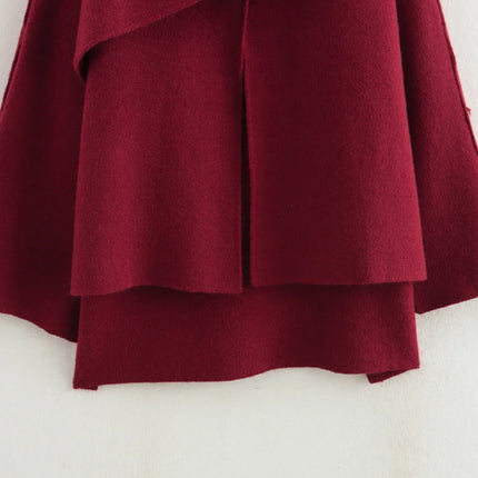 Ladies Autumn Winter Jacket Women Casual Commuter Coat Knitted Loose Oversize Coat Asymmetric Elegant Split Chic Scarf Jacket