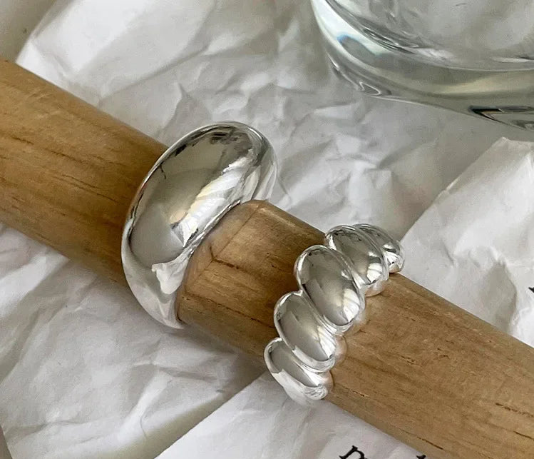 VENTFILLE Anello largo ad arco in argento sterling 925 per gioielli di design punk con geometria femminile regalo asimmetrico Dropshipping