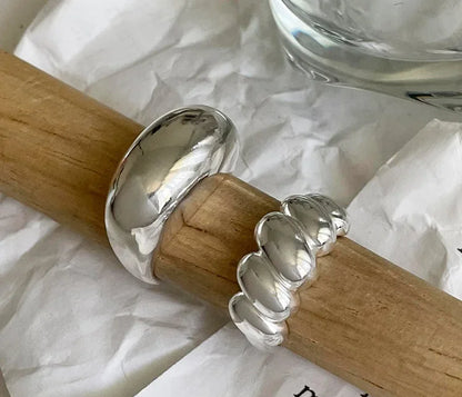 VENTFILLE Anello largo ad arco in argento sterling 925 per gioielli di design punk con geometria femminile regalo asimmetrico Dropshipping