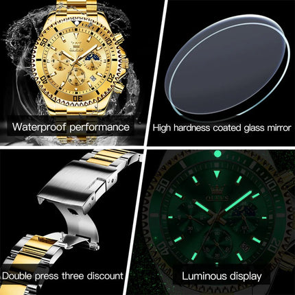 OLEVS Men's Classic Watches with Date Waterproof Luminous Luxury Big Dial Men's Wrist Dress Stainless Steel Men Watch