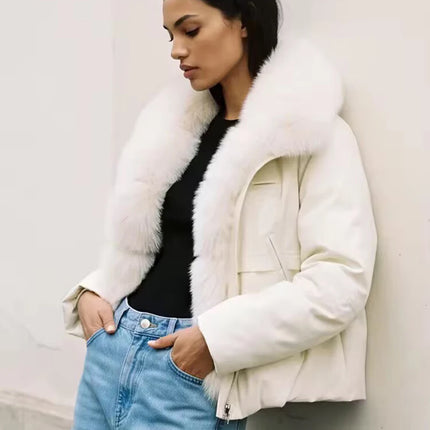 ZADORIN 2026 Detachable Faux Fur Collar Short Parka Winter Jackets Women Elegant Loose Cotton Padded Outerwear Warm Women Coats