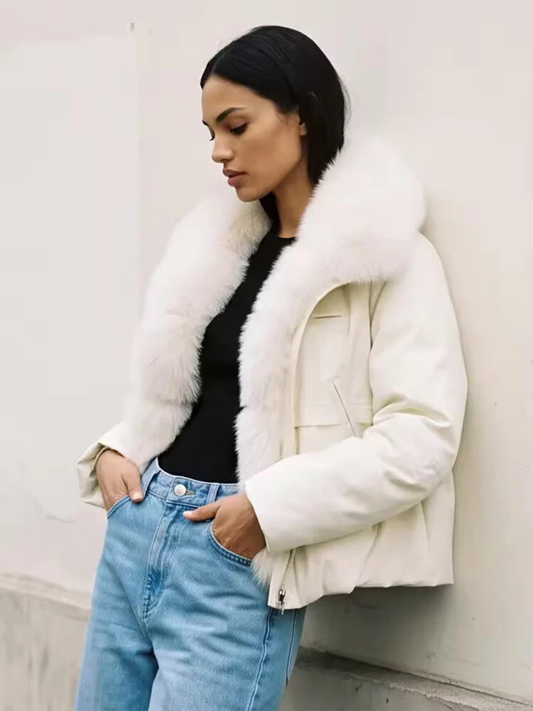 ZADORIN 2026 Detachable Faux Fur Collar Short Parka Winter Jackets Women Elegant Loose Cotton Padded Outerwear Warm Women Coats
