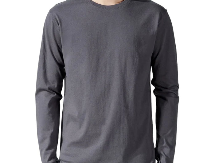 Men's T-Shirt Long Sleeve Solid Color Cotton Men's Clothing Full Sleeve for Spring and Autumn Undershirts