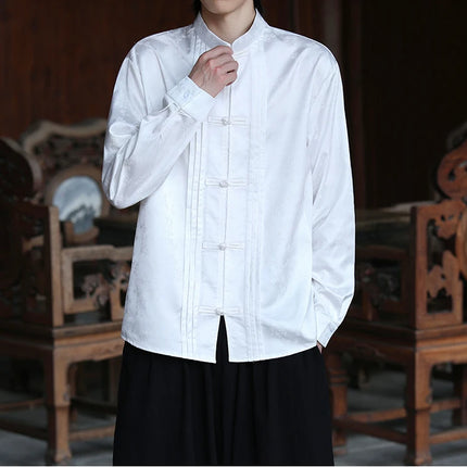 Camicie con stampa Abito tradizionale cinese Tang Camicie comode e traspiranti retrò Kung Fu Tai Chi Camicette casual Abbigliamento da uomo
