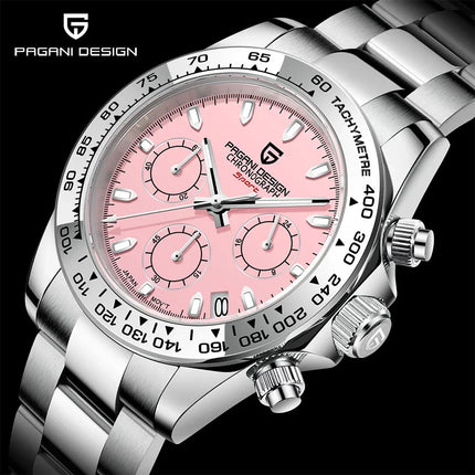 PAGANI DESIGN Nuovo orologio da polso al quarzo da uomo con lunetta in acciaio inossidabile, cronografo di lusso con vetro zaffiro VK63, orologio da uomo reloj hombre platinumshop