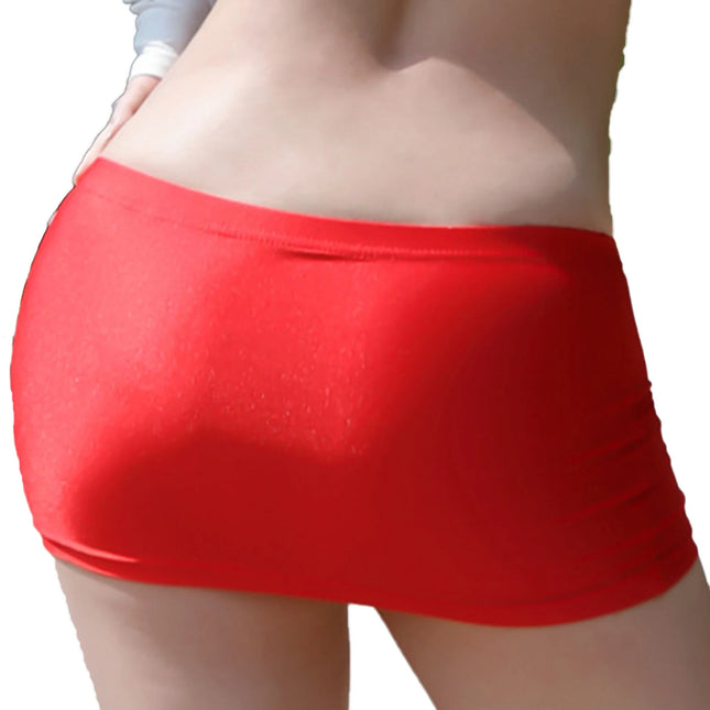 Women's Low-Waist Solid Color Mini Skirt Elastic Waistband Lingerie Tight Mini Skirt Ultra Sheer Skirt Beach Skirt Nightwear