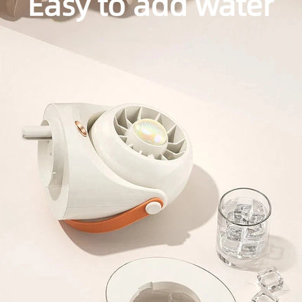 Ventilatore Portatile da Tavolo con Nebulizzatore d'Aria Fredda, Ricarica USB, Raffreddamento ad Acqua, Ventilatore Turbo con Umidificazione, Compatto Ventilatore Personale con Nebbia