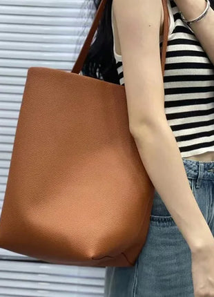 Grande borsa a secchiello morbida in pelle martellata, con tracolla lunga e sottile, borsa tote spaziosa per lavoro e shopping quotidiano