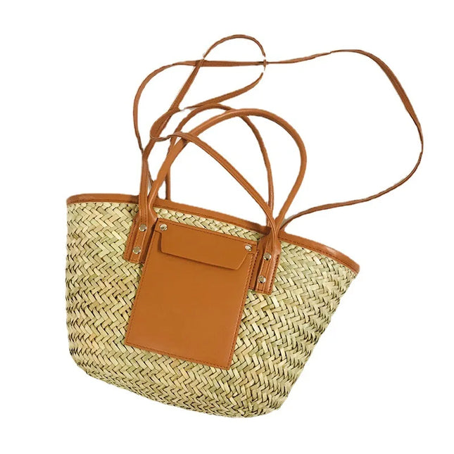 2025 Summer Woven Straw Bag New Vacation Beach Bags Fabric Customizable Letter Large Capacity Crossbody Bag Women Handbags