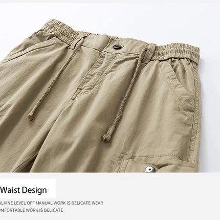 Men Zipper Flap Cargo Jogger Pants Elastic Drawstring Waist Cuffed Hem Wear Resistant Tactical Outdoor Trousers539