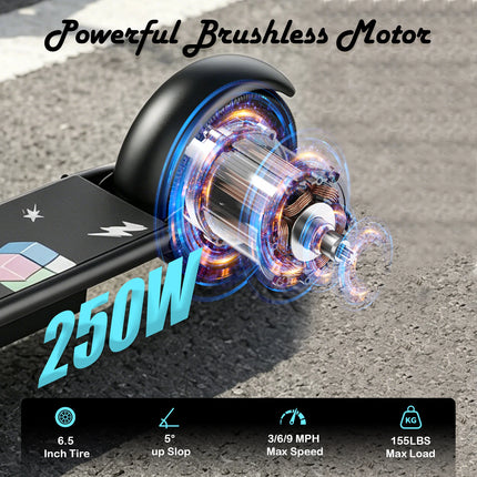 Monopattino Elettrico JUICEASE 15KM/H, Batteria 25V, Freno a Pedale, Motore 250W, Scooter Elettrico per Bambini, Idea Regalo