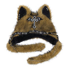 Fuzzy Faux Fur Cat Ear Ear Flap Hat, Gothic Edgy Design Plush Headwear, Fashion Warm Hat for Teens Cosplay & Daily Matching