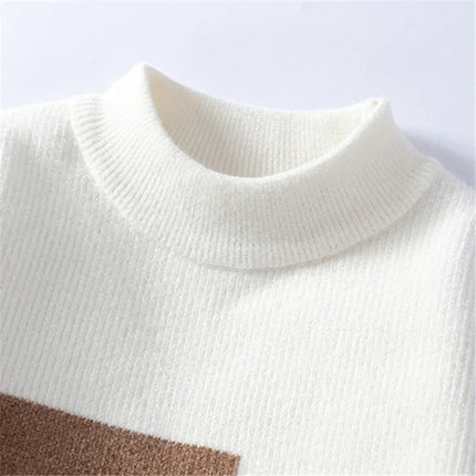 Autumn Winter New Men's Sweater Fashion Patchwork O-Neck Knit Pullovers Men Loose Casual Knitted Sweaters Hip Hop Streetwear Man
