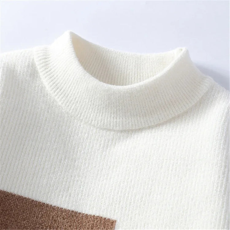 Autumn Winter New Men's Sweater Fashion Patchwork O-Neck Knit Pullovers Men Loose Casual Knitted Sweaters Hip Hop Streetwear Man