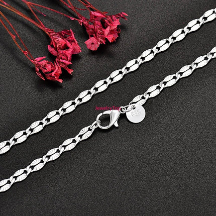 Fine 925 Sterling Silver 4MM flat chains Necklaces for Men Women wedding party Jewelry Christmas gifts 45-75cm PlatiNum