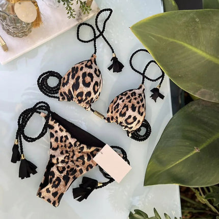Nuovo Bikini da Donna Multicolore con Triangolo e Laccetti sulla Schiena platinumshop