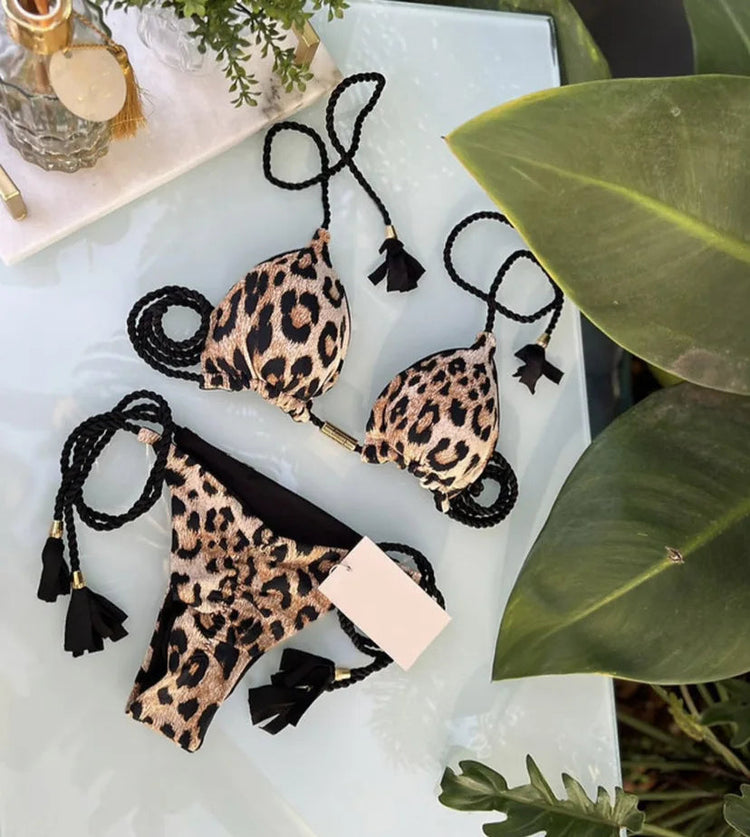 Nuovo Bikini da Donna Multicolore con Triangolo e Laccetti sulla Schiena platinumshop