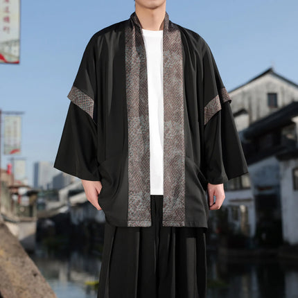 Camicia Samurai Giapponese per Uomo, Stile Sumo, Casual Oversize, Kimono Tradizionale con Stampa Vintage