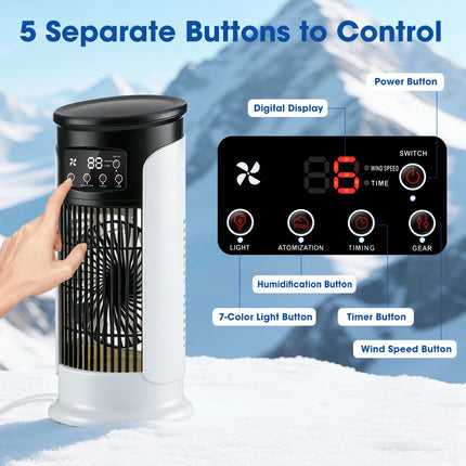 Mini Condizionatore d'Aria Portatile USB, Ventilatore Raffreddante ad Acqua per Casa e Ufficio - Raffreddatore d'Aria Compatto