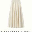 New Arrivals Women Cashmere A-line Skirt Elastic Waist Pleated Skirt 100% Cashmere Knitted Autumn Winter Thin Office Lady Dress PlatiNum