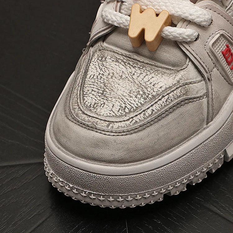 Sneakers Casual Mens Designer Bling Punk Board Shoes Fashion Split Leather Breathable Height Increased Flat Platform Sport Shoes