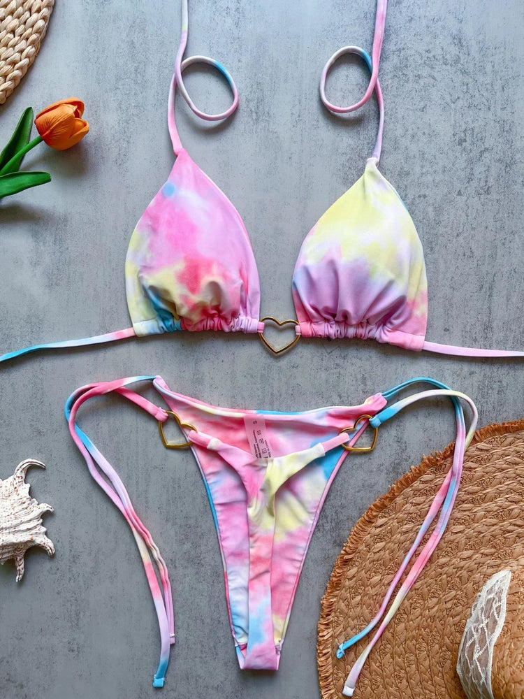 Nuovo bikini bianco a tinta unita da donna, costume da bagno alla moda con lacci a vita bassa, set due pezzi platinumshop