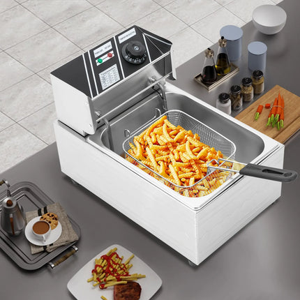 EF-81 220V 2500W Euro Plug 6L Singolo Cilindro Forno per Alimenti Commerciale Friggitrice Per Fare Patatine Pollo Fritto Pollo