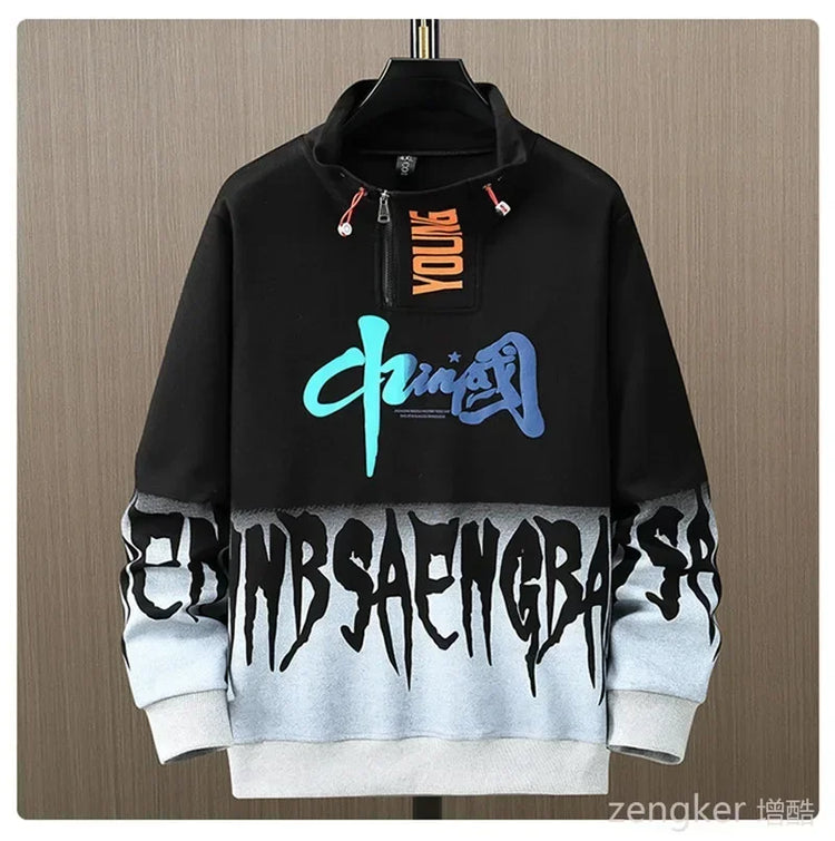 Men Spring Autumn Hooded Sweater Letter Plus Size Trendy Loose Sports Leisure Youth Student Hoodie 11xl 170kg 10XL 9XL
