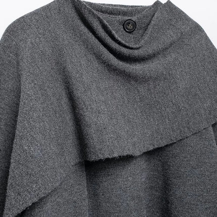 MUJER Cape Coat Women Scarf Collar Ponchos Women 2025 Shawl Long Sleeve Winter Woman Ponchos Cloak Knitted Cardigan for Women