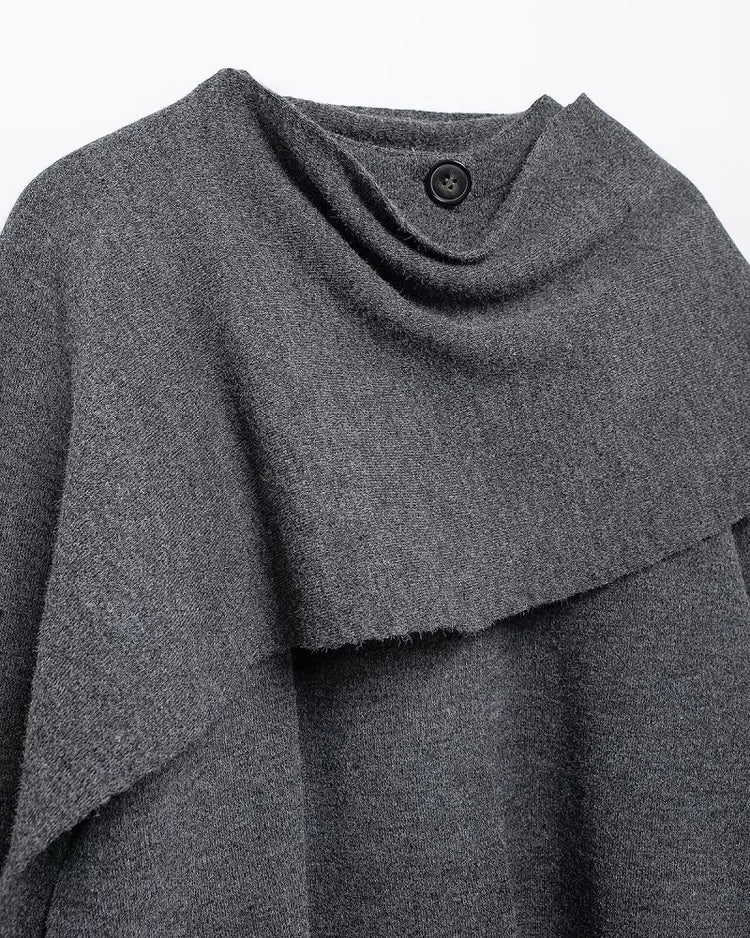 MUJER Cape Coat Women Scarf Collar Ponchos Women 2025 Shawl Long Sleeve Winter Woman Ponchos Cloak Knitted Cardigan for Women