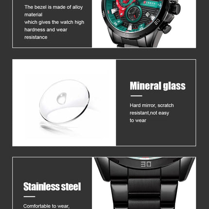 CURREN 8402 Orologio da uomo in acciaio inossidabile Moda creativa Quadrante luminoso con cronografo Orologio da uomo di lusso per il tempo libero reloj hombre platinumshop