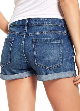 High-End Elastic Ripped Denim Shorts for Women Comfortable Fit Fashionable Tear Design PlatiNum