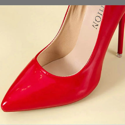 2024 Scarpe da donna Tacchi alti rossi Décolleté sexy con punta a punta 12 cm Scarpe da abito da sposa Colore nero nudo Tacchi alti con fondo in gomma rossa
