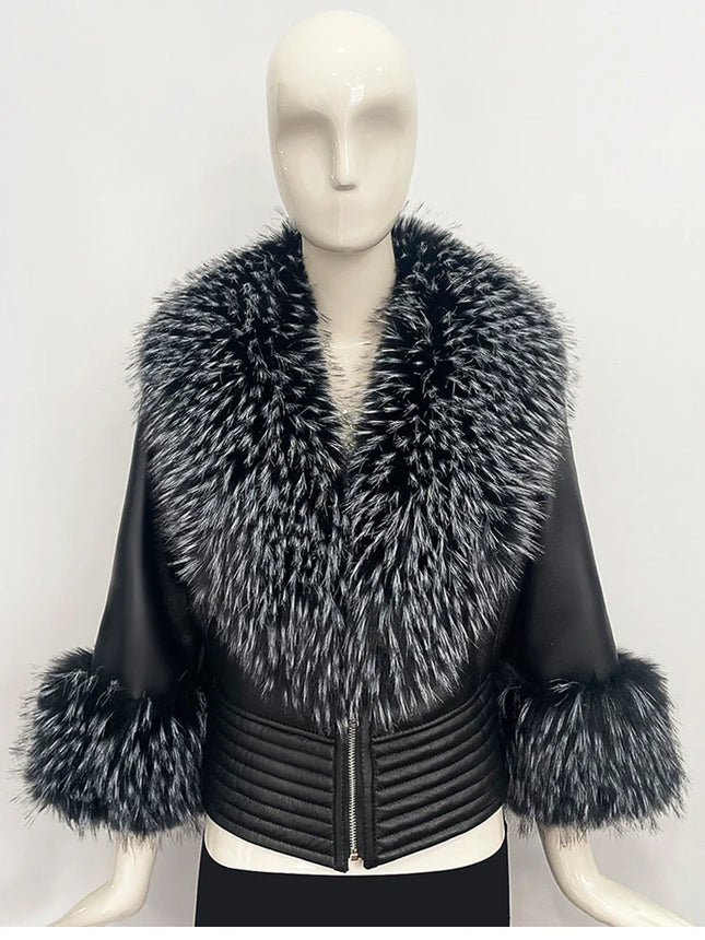 ZADORIN Luxury Winter Faux Raccoon Fur Coat Woman Short Faux Sheepskin Leather Jacket Warm Fur Lined Elegant Woman Clothes Tops