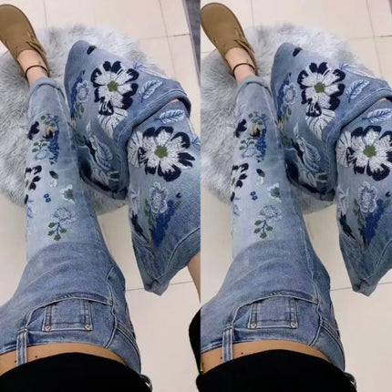 Elastico in vita Primavera e autunno Nuovi jeans a vita alta Pantaloni Harlan larghi e sottili da donna Pantaloni versatili da donna Jeans blu