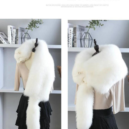 Unisex Real Fur Fox Scarf Men Woman Winter Warm Natural Fur Shawl Soft Headscarf Super big Gray Silver Fox Scarf Fur Accessories