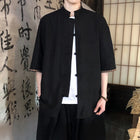 Men's Retro Summer Shirts, Elegant, Loose, Casual, Lightweight, Thin, Breathable, Chinese Style, Vintage, with Traditional Calligraphy.