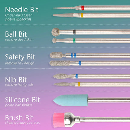 14Pcs Set Rotary Grinding Buffer Polisher Replacement Nail Drill Bit Kit For Gel Nail Removal Manicure Pedicure Machine Salon Household Nail Treatment