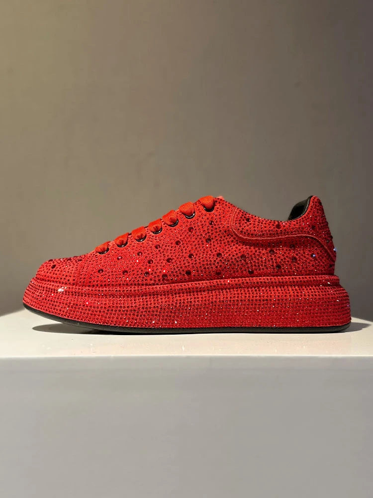 Luxury New Men Rhinestone Lace Up All Match Brand Shoes Causal Flats Loafers Sports Walking Sneakers Zapatos Hombre Vest